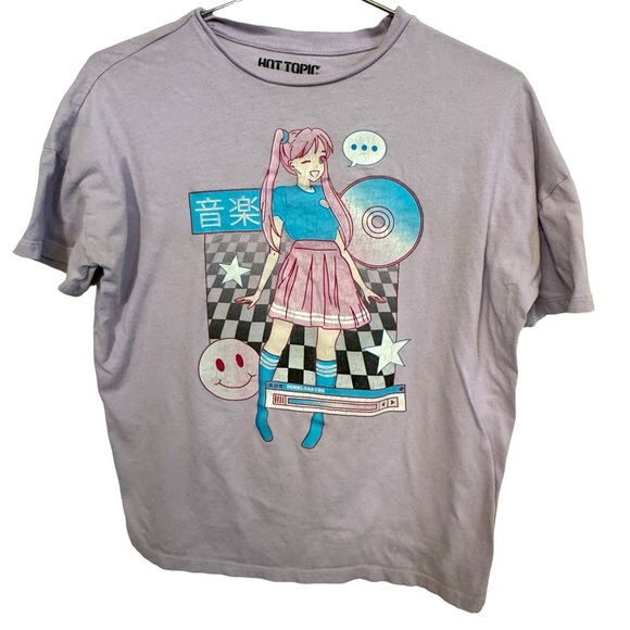 Retro Anime Hit Topic Women’s S Light Purple Full Graphic T-Shirt - Picture 1 of 5
